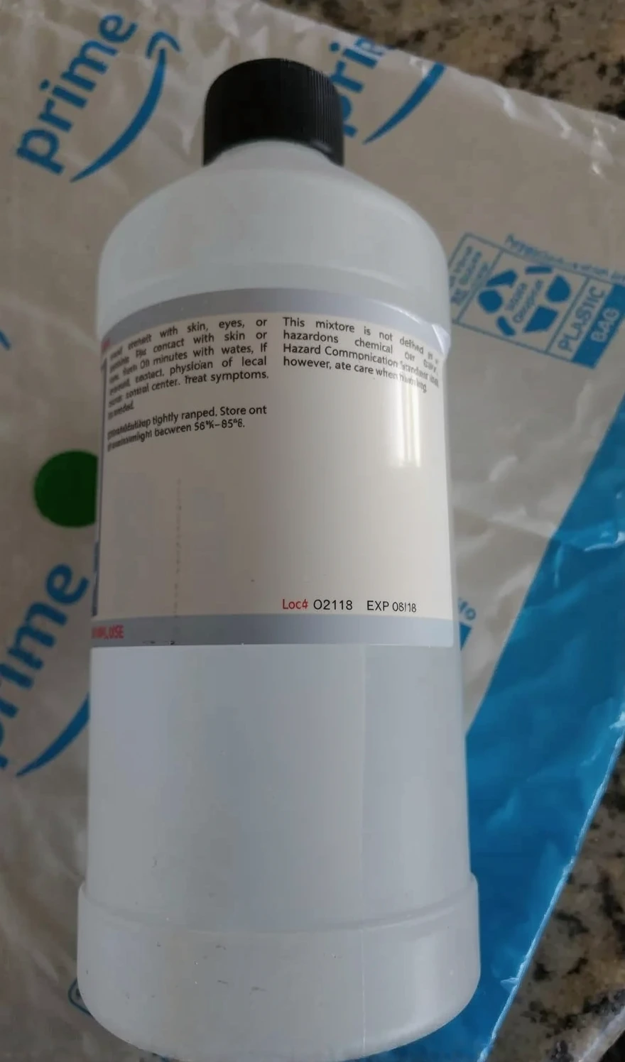 Customer photo of cyanuric acid powder in clear container showing granule texture