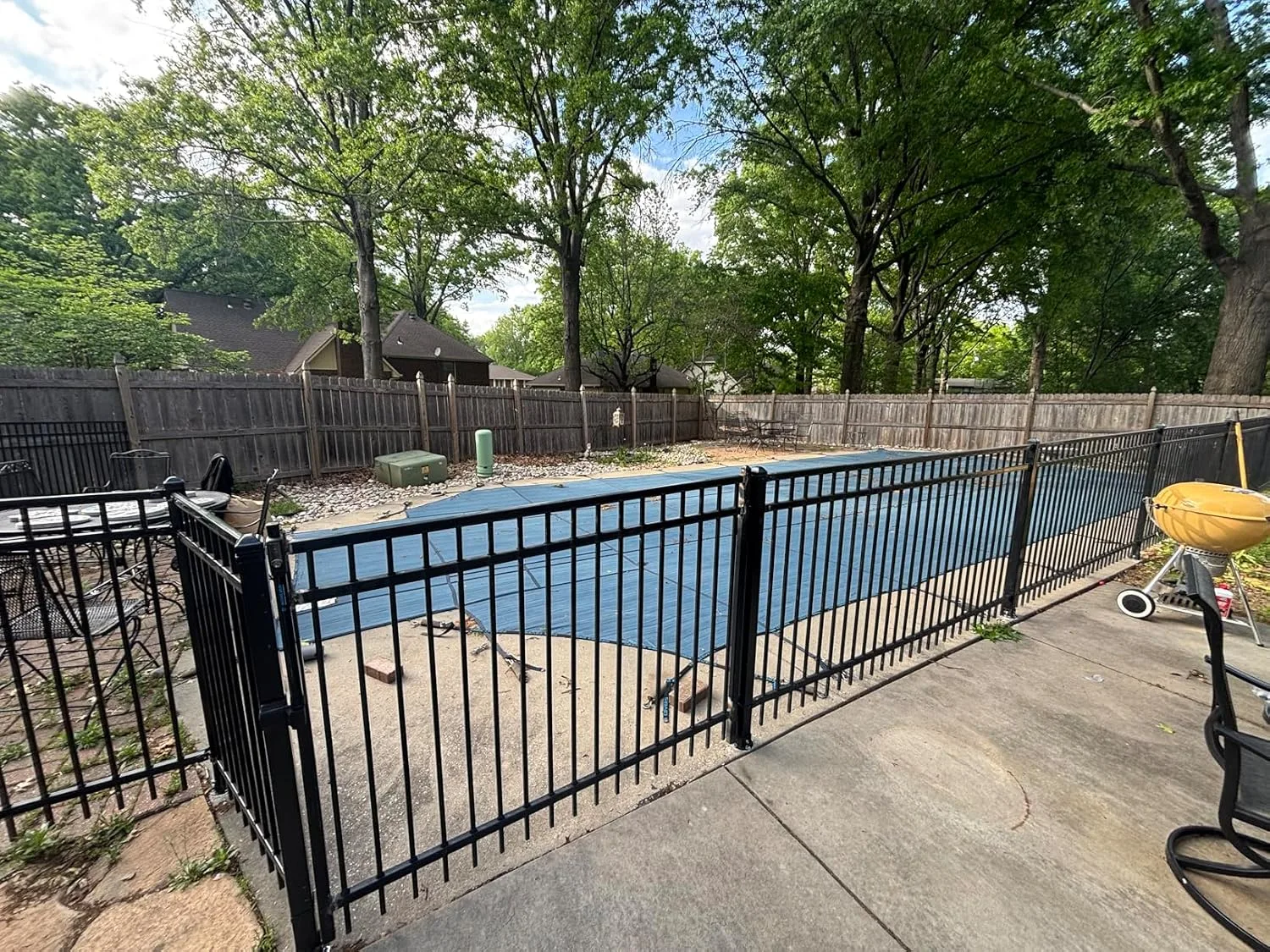 Customer photo of pool gate installed at residential pool entrance blocking toddler access