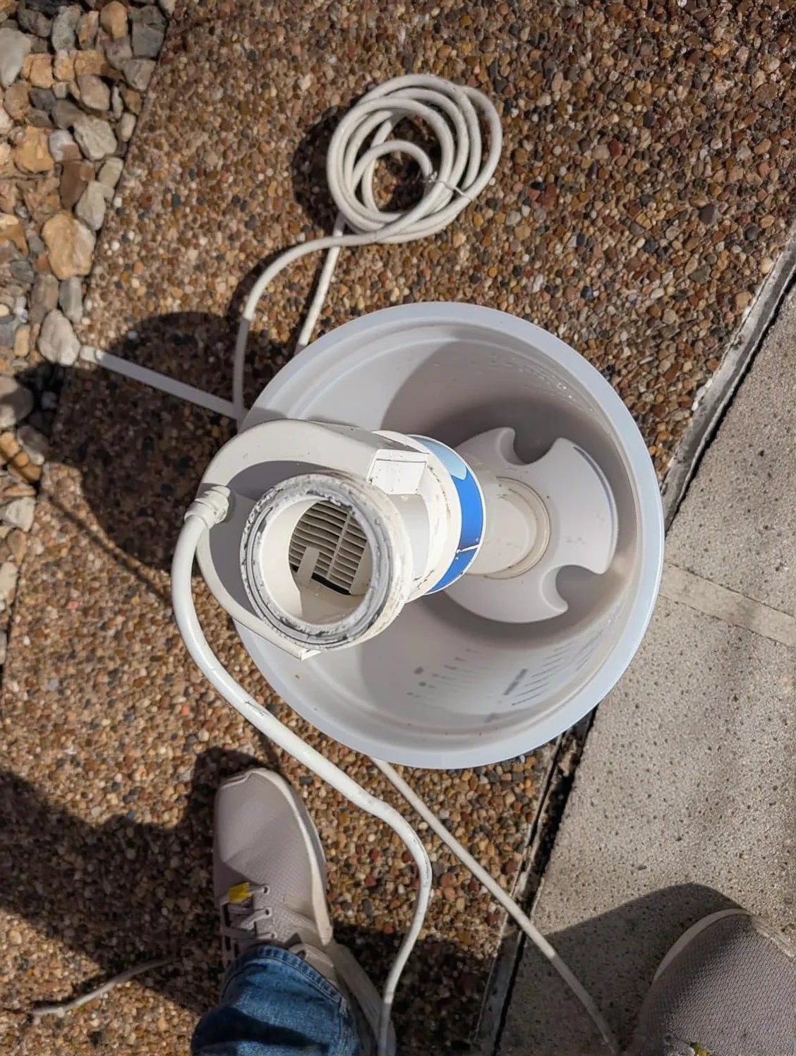 Customer photo of salt cell showing white calcium and mineral buildup deposits
