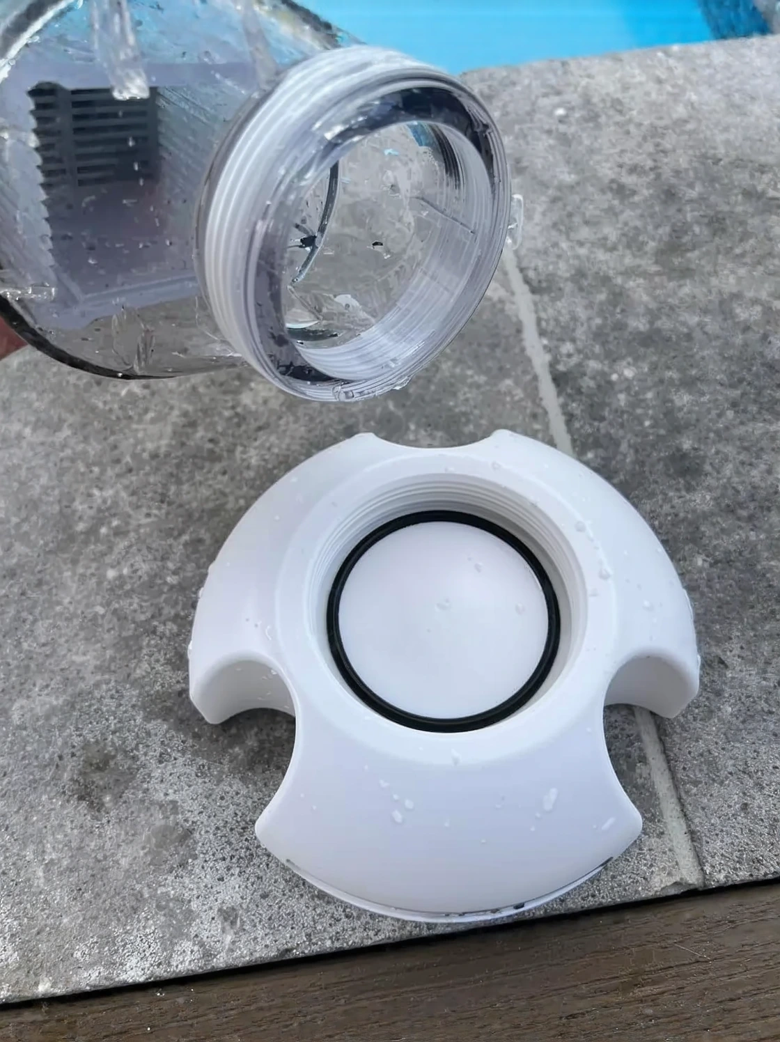 Customer photo of salt cell interior showing mineral buildup and deposits