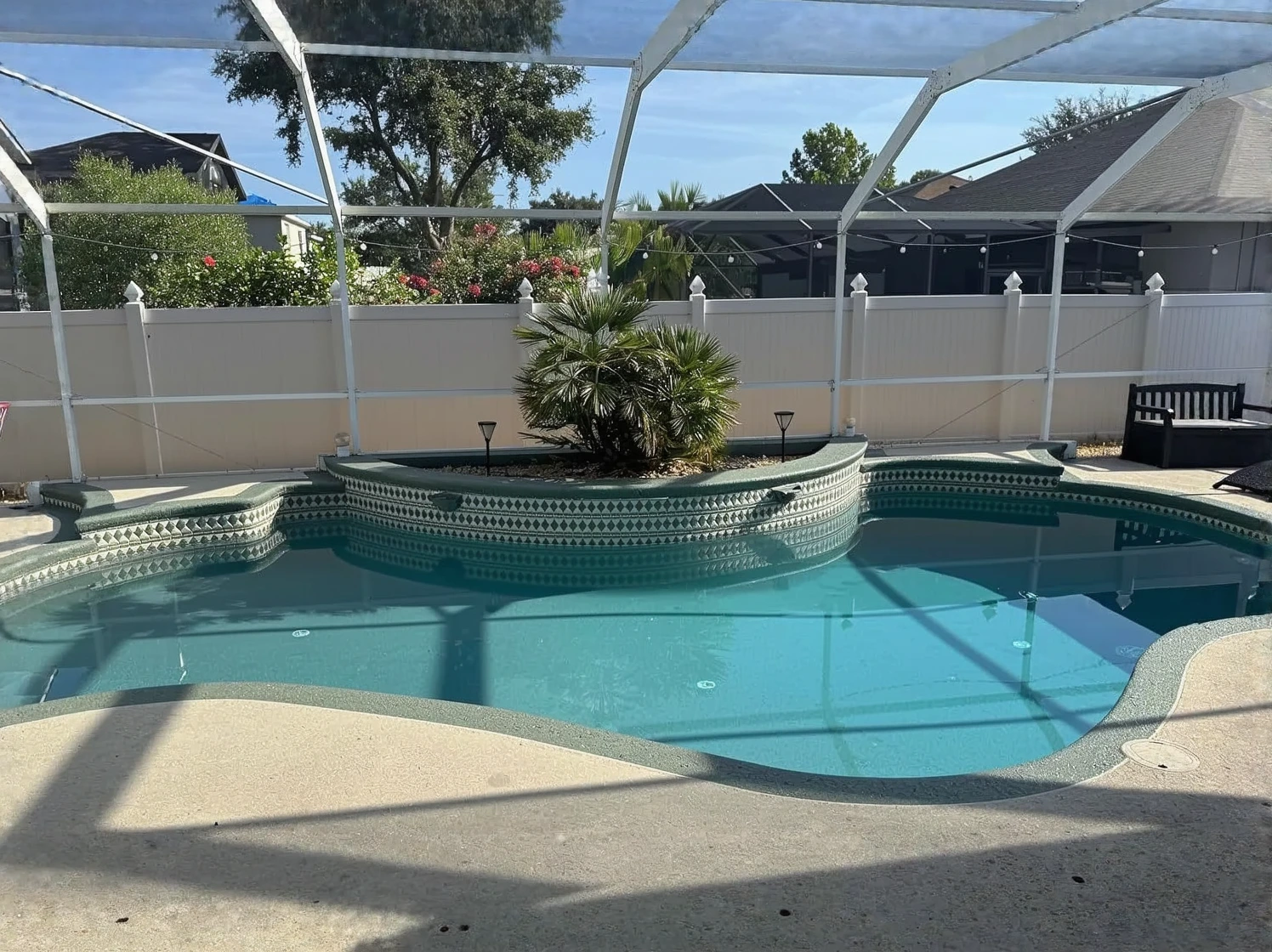 Customer photo of pool maintenance log entries comparing saltwater and chlorine pool chemical levels