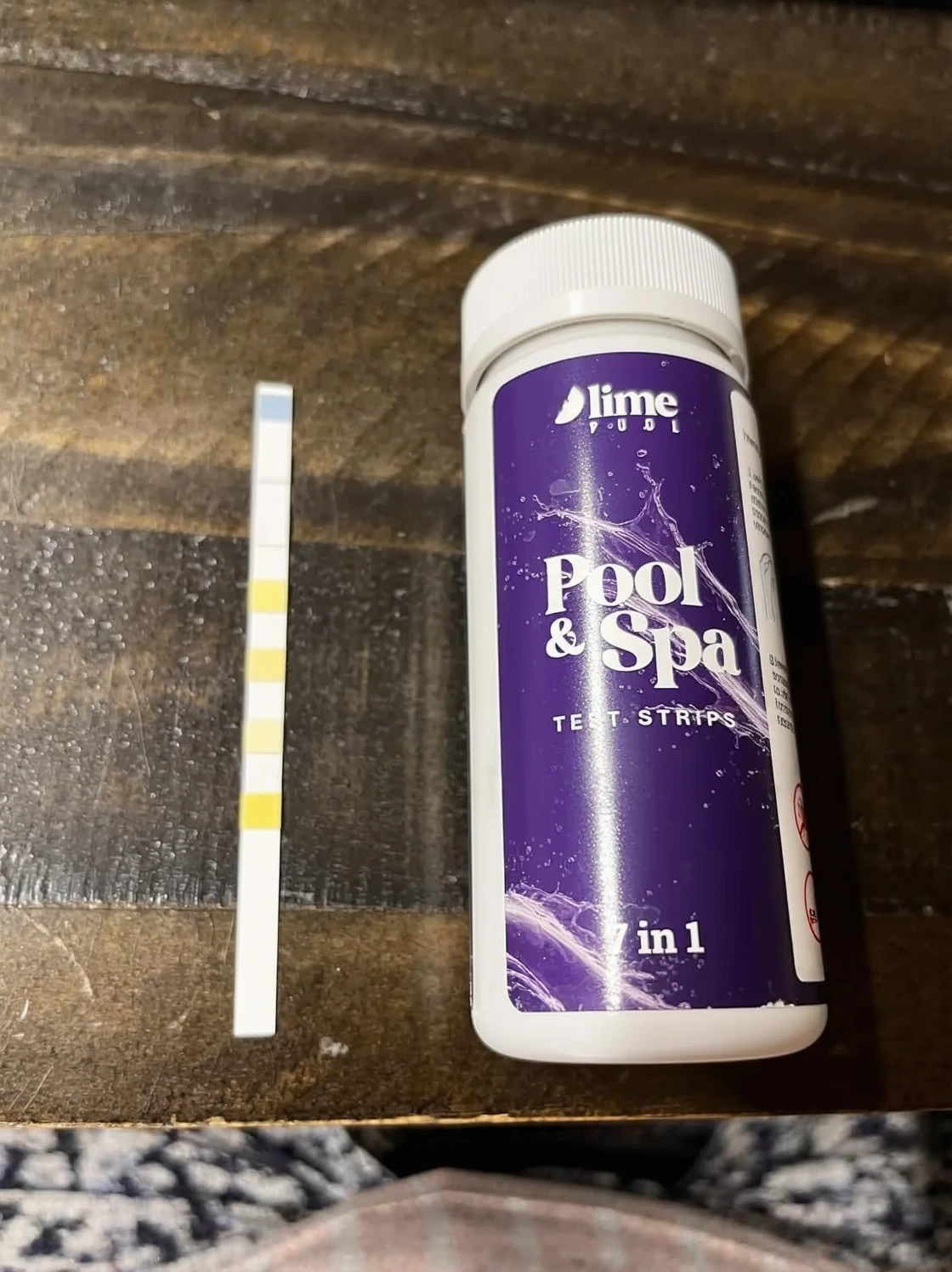 Customer photo of spa water testing kit showing clear pool water results