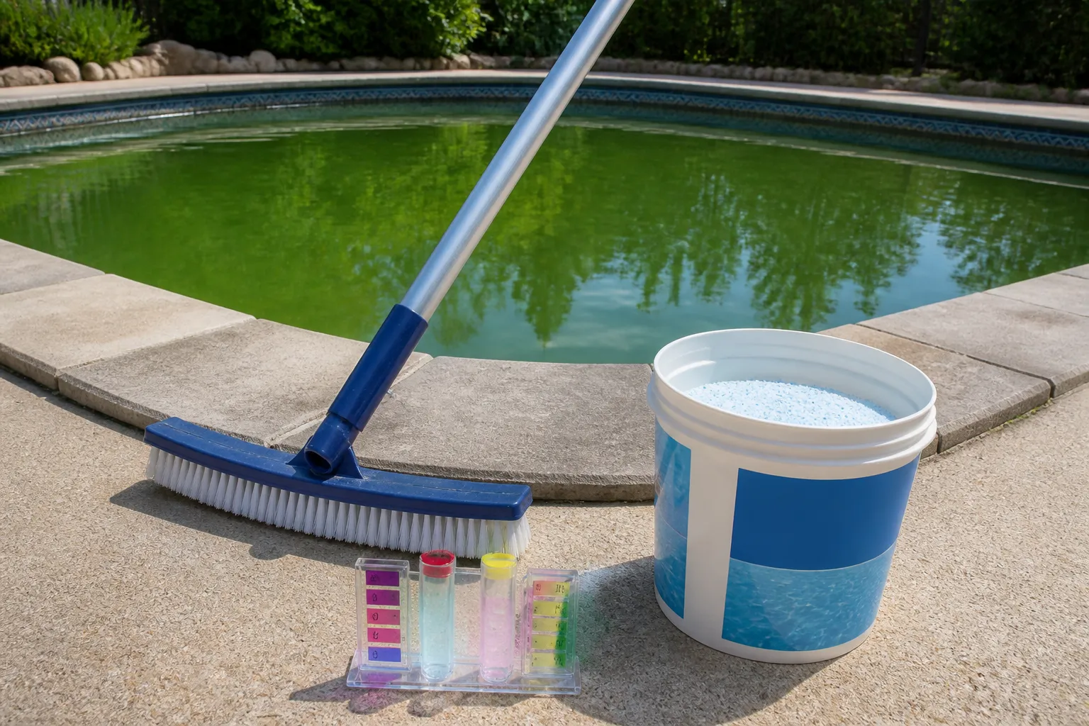 steps to opening a green pool